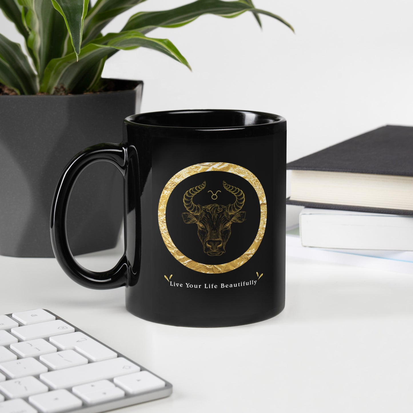 Taurus Dare 2 Dream Inspirational Black Glossy Mug