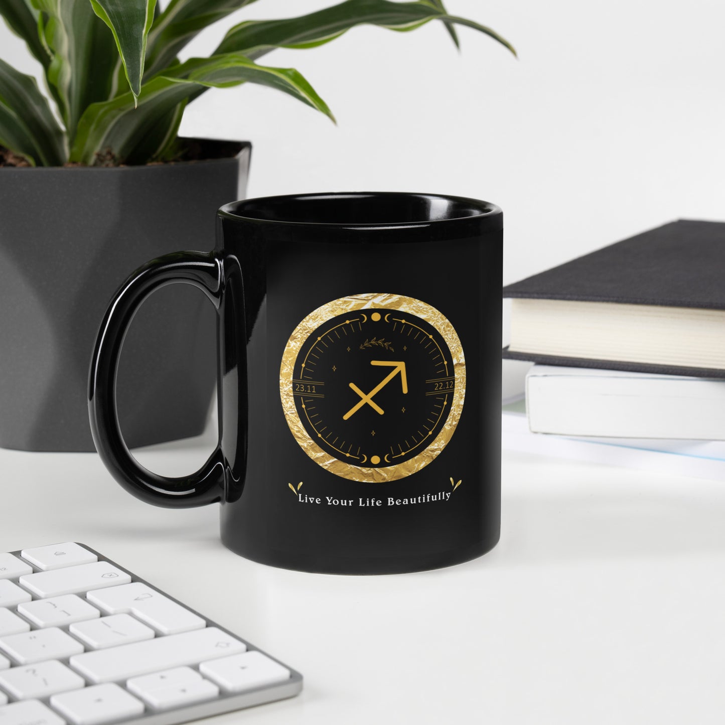 Sagittarius Dare 2 Dream Inspirational Black Glossy Mug