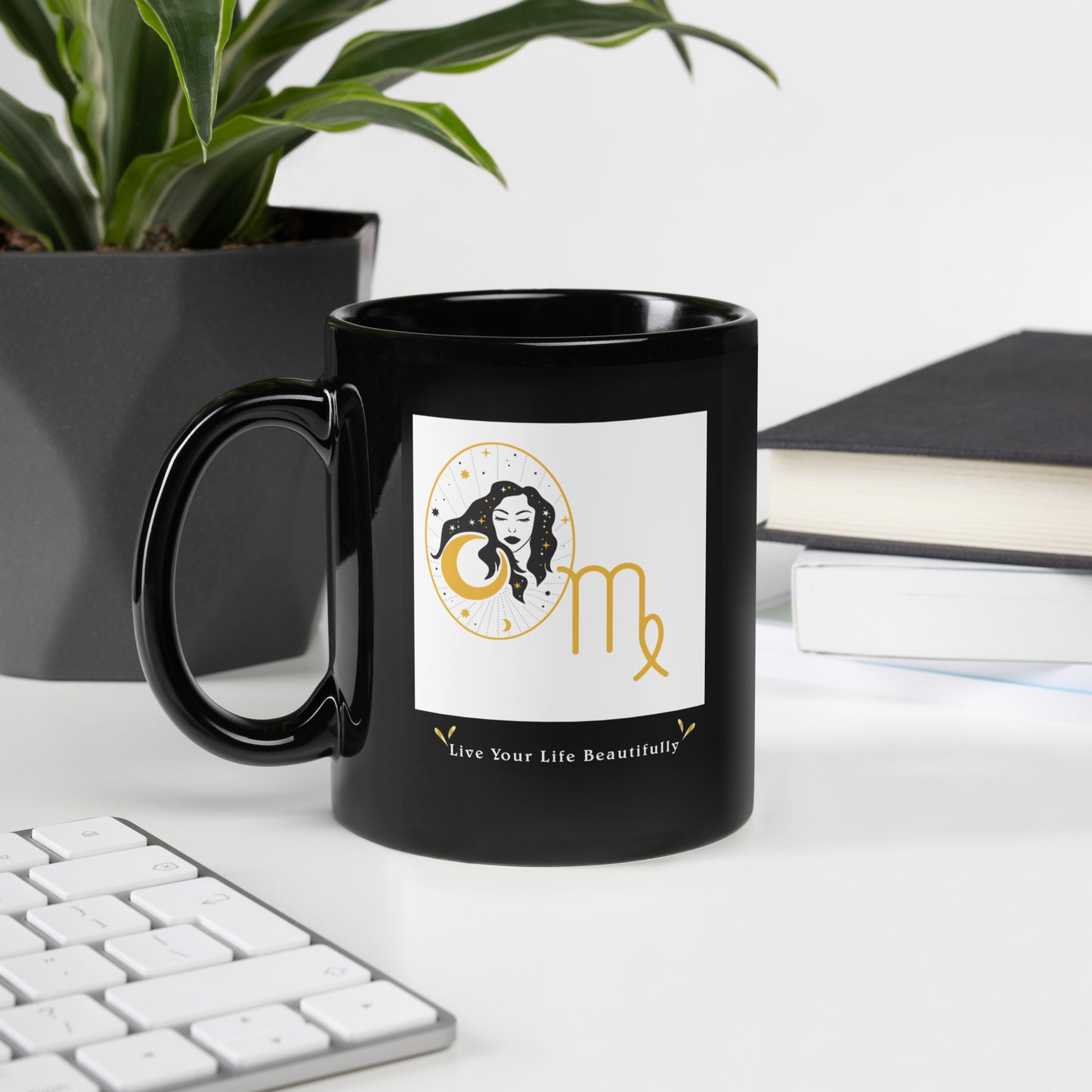 Virgo Dare 2 Dream Inspiration Black Glossy Mug (Woman)