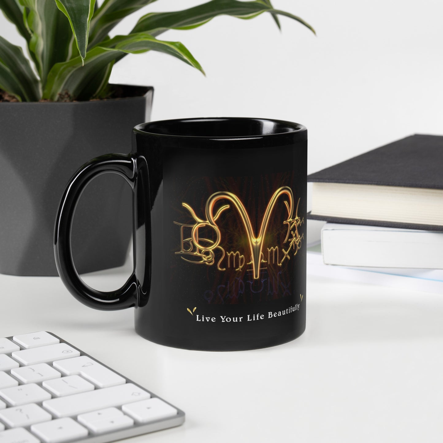 Aries Dare 2 Dream Inspirational Black Glossy Mug