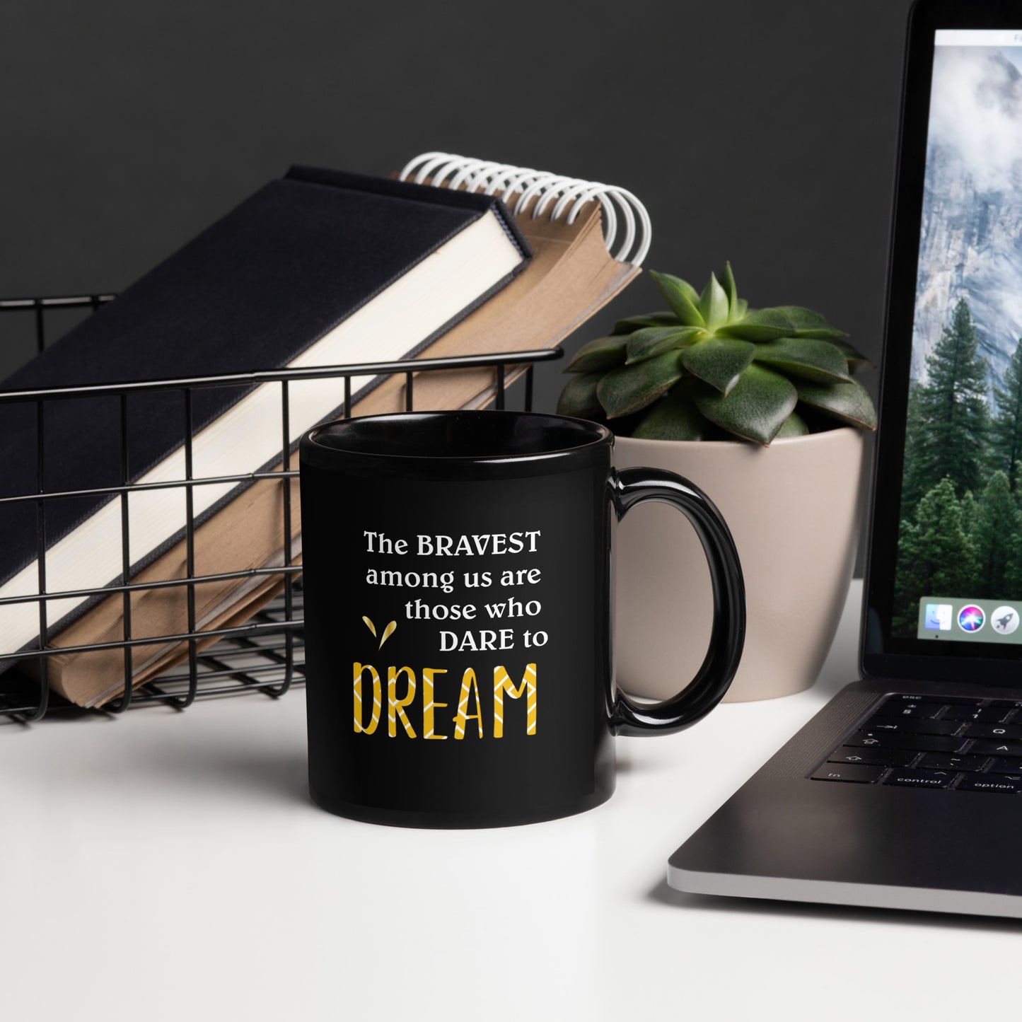 Aquarius Dare 2 Dream Inspirational Black Glossy Mug
